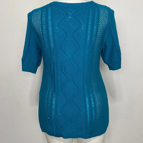 Draper’s & Damon's Short Sleeve Open Front Draped Waterfall Knit Cardigan Sz XL - Picture 3 of 6